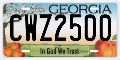 GA license plate CWZ2500