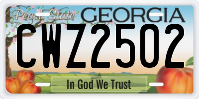 GA license plate CWZ2502