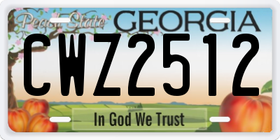 GA license plate CWZ2512