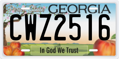 GA license plate CWZ2516