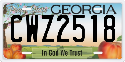 GA license plate CWZ2518