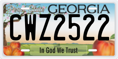 GA license plate CWZ2522
