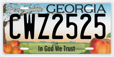 GA license plate CWZ2525
