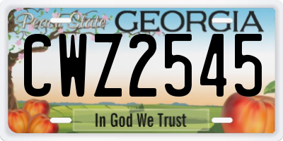 GA license plate CWZ2545