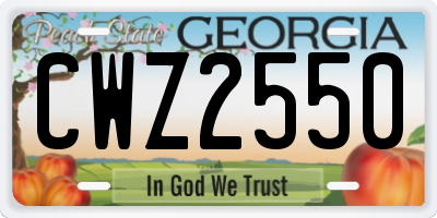 GA license plate CWZ2550