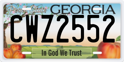 GA license plate CWZ2552
