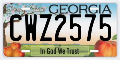 GA license plate CWZ2575