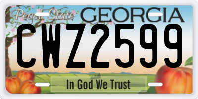 GA license plate CWZ2599