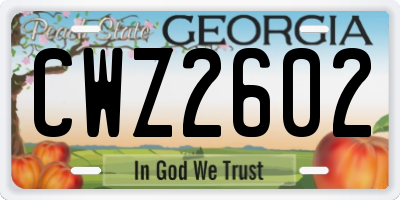 GA license plate CWZ2602
