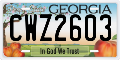 GA license plate CWZ2603