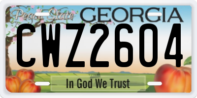 GA license plate CWZ2604
