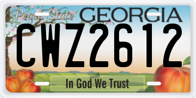 GA license plate CWZ2612