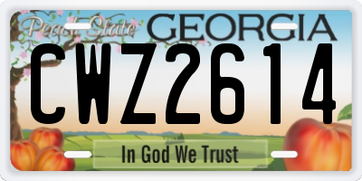 GA license plate CWZ2614