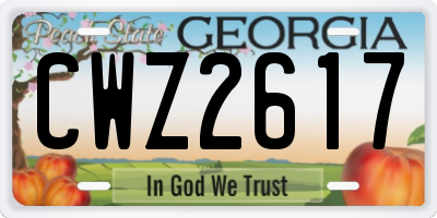 GA license plate CWZ2617