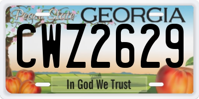 GA license plate CWZ2629