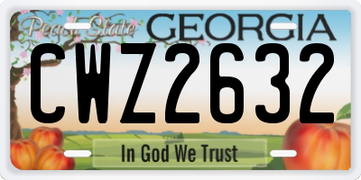 GA license plate CWZ2632