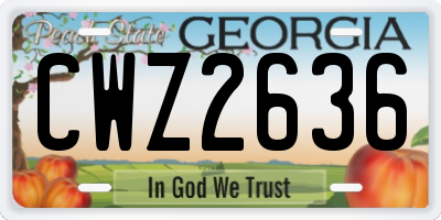 GA license plate CWZ2636