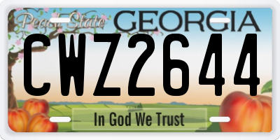 GA license plate CWZ2644