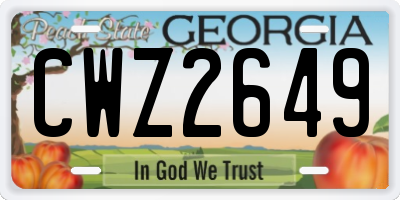 GA license plate CWZ2649