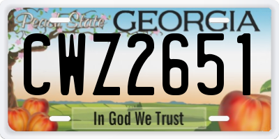 GA license plate CWZ2651