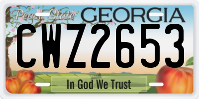 GA license plate CWZ2653