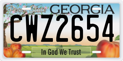 GA license plate CWZ2654