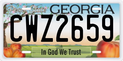 GA license plate CWZ2659