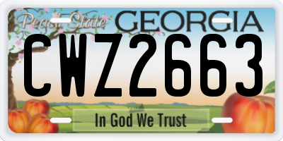 GA license plate CWZ2663