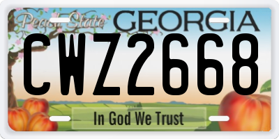 GA license plate CWZ2668