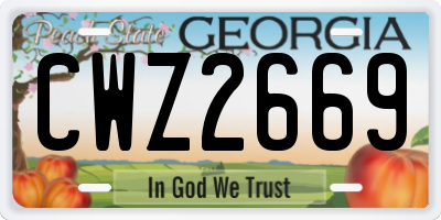 GA license plate CWZ2669