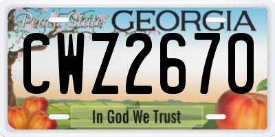 GA license plate CWZ2670