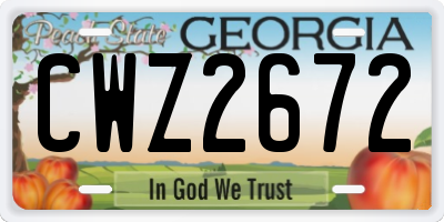 GA license plate CWZ2672