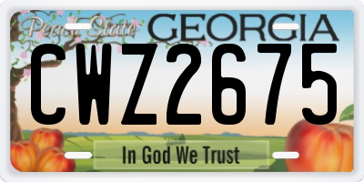 GA license plate CWZ2675