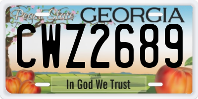 GA license plate CWZ2689