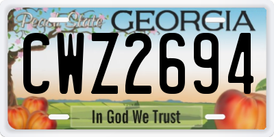 GA license plate CWZ2694