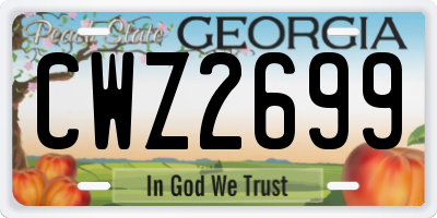 GA license plate CWZ2699