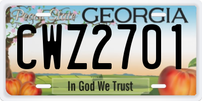 GA license plate CWZ2701
