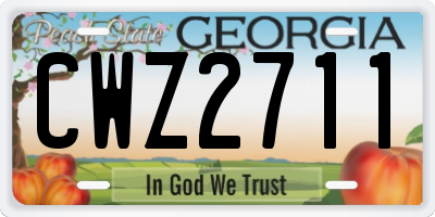 GA license plate CWZ2711