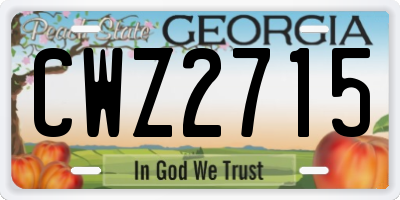 GA license plate CWZ2715