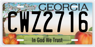 GA license plate CWZ2716