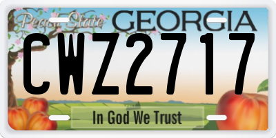 GA license plate CWZ2717