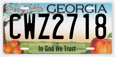 GA license plate CWZ2718