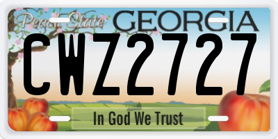 GA license plate CWZ2727