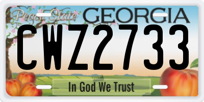 GA license plate CWZ2733