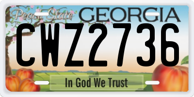 GA license plate CWZ2736