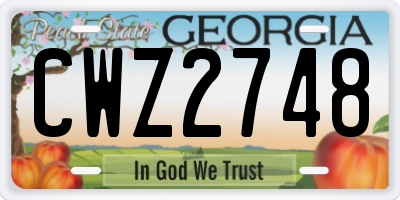 GA license plate CWZ2748