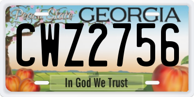 GA license plate CWZ2756