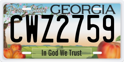 GA license plate CWZ2759