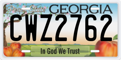 GA license plate CWZ2762