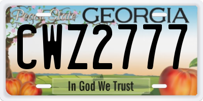 GA license plate CWZ2777